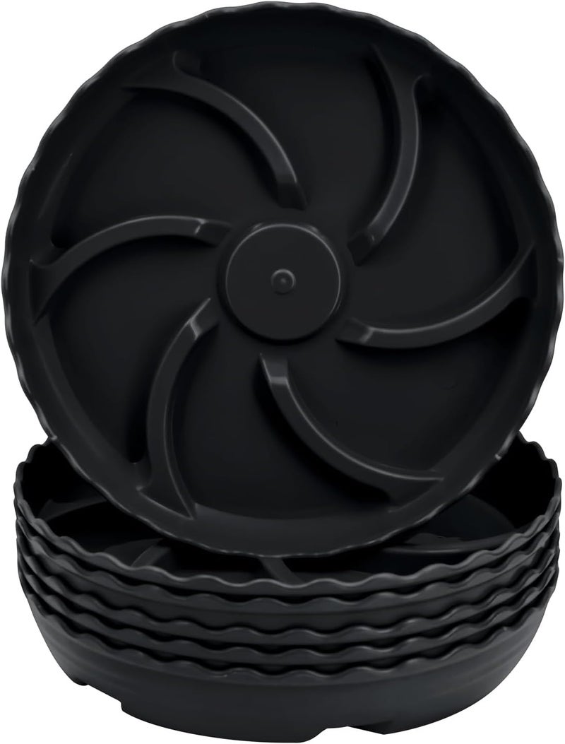 ittyfei 6 Pack 10 Inch Plant Trays for Pots, Raised Ridge Plant Saucers,6 8 12 14 Inch Durable Plastic Plant Pot Saucer,Black Round Plant Water Catcher Tray for Indoors and Outdoors(Black, 10‘’6pack) - Image 1